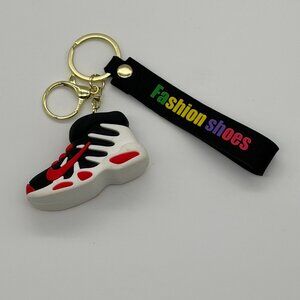 Black Red & White Sneaker Keychain – Fashion Shoes Backpack Charm